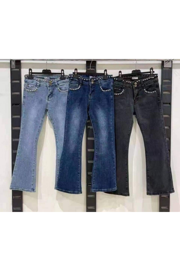 Spodnie dziewczęce dzwony ciemny jeans