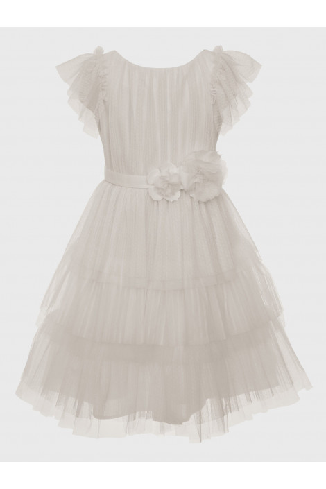 Sukienka dziewczęca z plisowanymi falbanami komunia ecru 3sm-14b SLY
