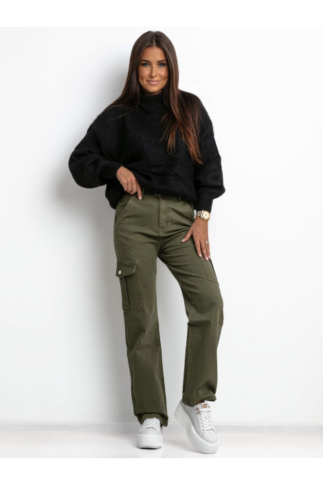 Spodnie damskie jeansowe khaki dzwony