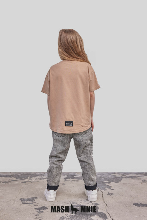T-shirt dziewczęcy beżowy WOLF MashMnie