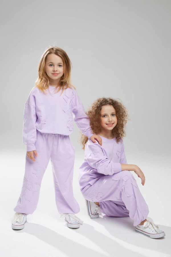Dres Komplet dziewczęcy bluza i spodnie oversize fiolet CHILL OUT