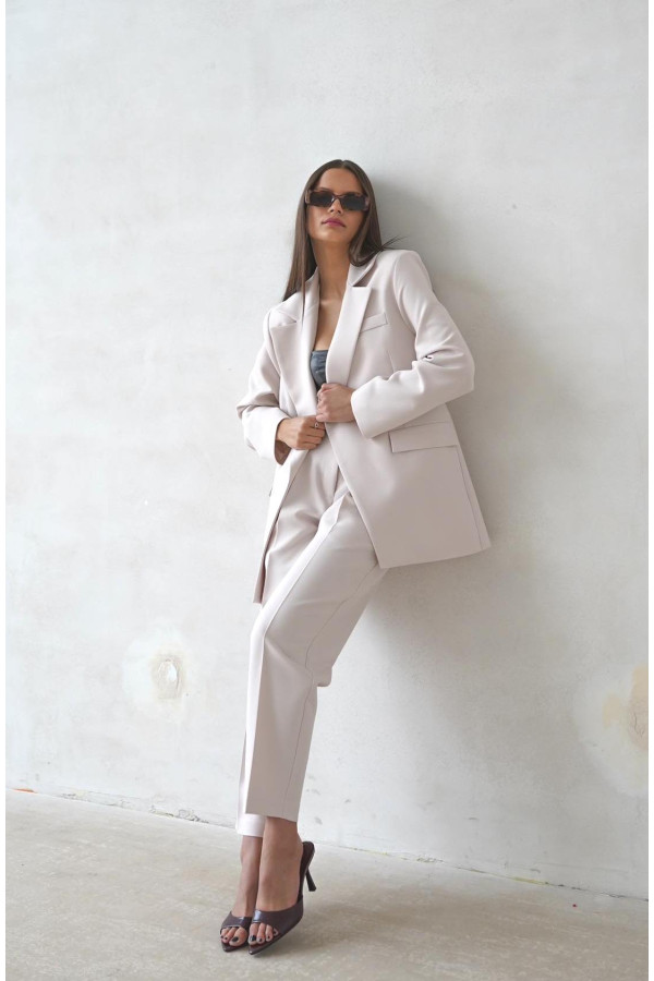 Elegancka Marynarka damska oversize beżowa PURPURA