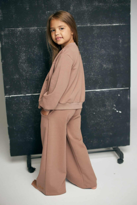 Dres Komplet dziewczęcy bluza i szerokie spodnie beżowy CHILL OUT