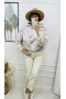 2Bluza damska z kapturem oversize w kwiaty ecru
