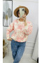 2Bluza damska bawełniana oversize w różowe liście