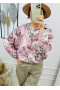 2Bluza damska z kapturem oversize w kwiaty fioletowa