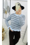2Sweter damski niebieski w brązowe paski