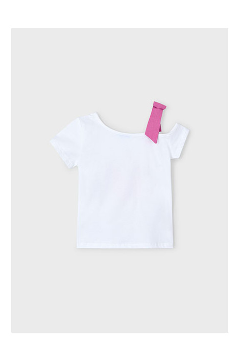 Koszulka tshirt dziewczęcy asyetryczna biała MAYORAL