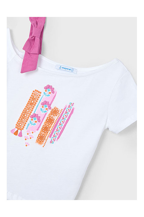 Koszulka tshirt dziewczęcy asyetryczna biała MAYORAL