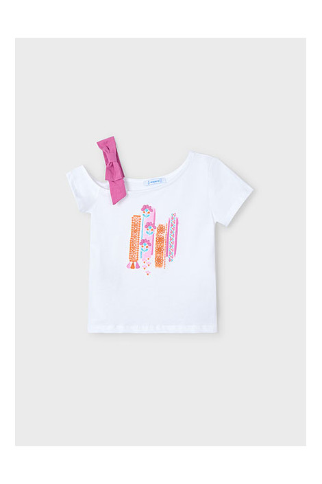 Koszulka tshirt dziewczęcy asyetryczna biała MAYORAL
