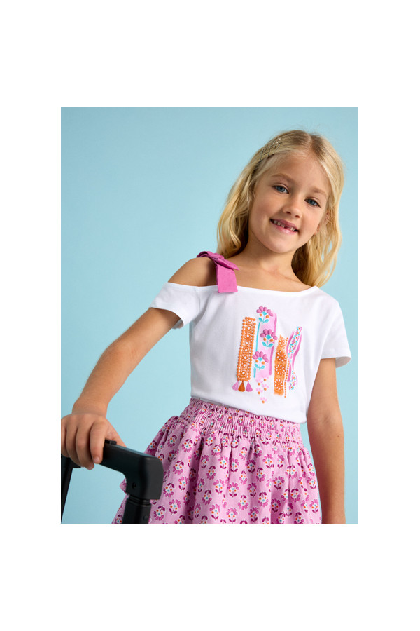 Koszulka tshirt dziewczęcy asyetryczna biała MAYORAL
