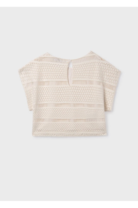Bluzka top dziewczęcy a la crochet ecru MAYORAL