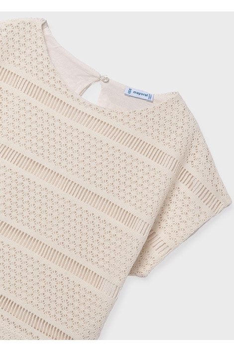 Bluzka top dziewczęcy a la crochet ecru MAYORAL