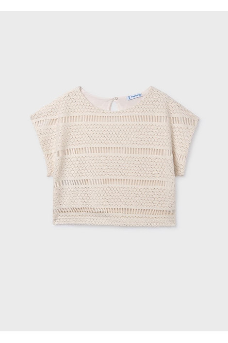 Bluzka top dziewczęcy a la crochet ecru MAYORAL