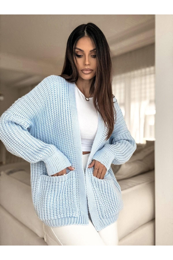 Krótki Sweter damski oversize niebieski BOCCA