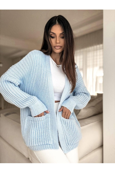 Krótki Sweter damski oversize niebieski BOCCA