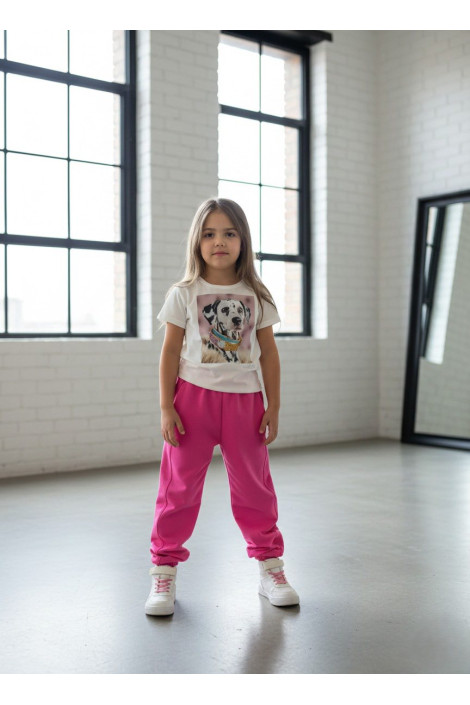 T shirt Bluzka dziewczęca CHILL OUT bawełniana w cyrkonie PIESEK dalmatyńczyk biała