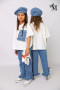 2T shirt Bluzka dziewczęca MałaMi bawełniana cyrkonie oversize KIESZEŃ ecru
