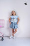 2T shirt Bluzka dziewczęca CHILL OUT bawełniana w cyrkonie falbanki MIŚ niebieski