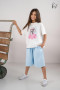 2T-shirt dziewczęcy bawełniany oversize PUDEL biała KIZ