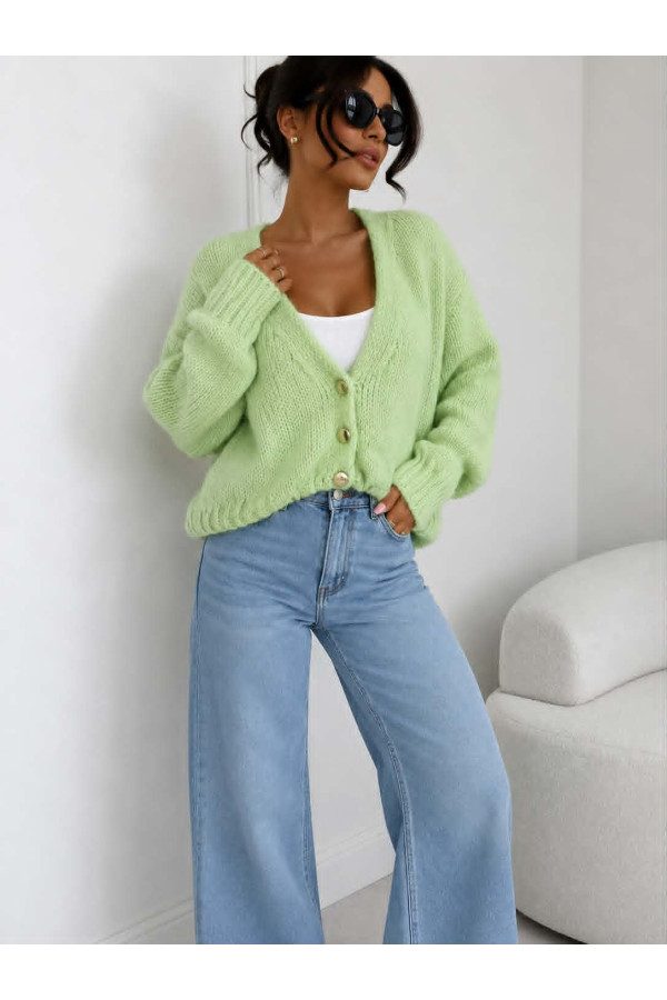 Krótki Sweter damski oversize zielony